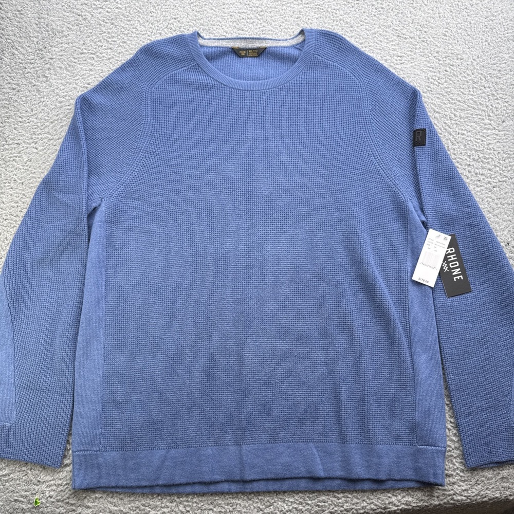 Rhone Walden Waffle Knit Sweater Men XXL Blue Horizon Marle NEW Cashmere Blend